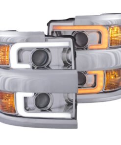 ANZO Projector Headlights 15-17 Chevrolet Silverado 2500HD / 3500HD Chrome w/ Chrome Rim