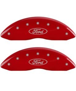 MGP 4 Caliper Covers Engraved Front & Rear Oval logo/Ford Red finish silver ch
