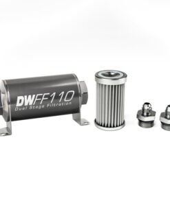 DeatschWerks Stainless Steel 6AN 5 Micron Universal Inline Fuel Filter Housing Kit (110mm)