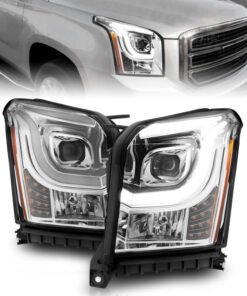 ANZO 2015-2017 GMC Yukon XL Projector Headlights W Lightbar - Chrome/Amber