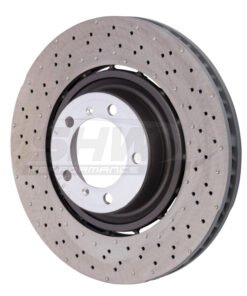 SHW 14-19 Porsche 911 Turbo 3.8L w/o Ceramic Brakes Left Front Drilled-Dimpled LW Brake Rotor