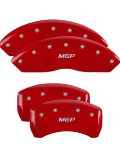 MGP 4 Caliper Covers Engraved Front & Rear MGP Red Finish Silver Char 2019 Chevrolet Blazer