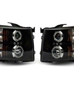 Raxiom 07-13 Silverado 1500 Super White LED Halo Projector Headlights- Black Housing (Clear Lens)