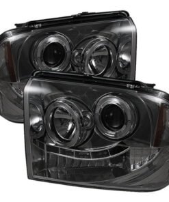 Spyder Ford F250/350/450 Super Duty 05-07 Projector Headlights LED Halo- LED Smke PRO-YD-FS05-HL-SM