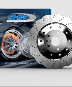 SHW 14-18 Audi RS7 4.0L Front Drilled-Dimpled Lightweight Wavy Brake Rotor