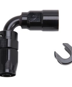 Russell Performance 3/8in SAE Quick Disc Female to -6 Hose Black 90 Degree Hose End