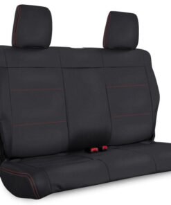 PRP 07-10 Jeep Wrangler JK Rear Seat Covers/2 door - Black with Red Stitching