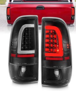 ANZO 1997-2003 Ford F-150 LED Tail Lights w/ Light Bar Black Housing Clear Lens