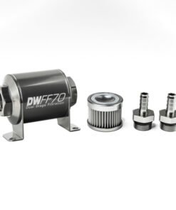 DeatschWerks Stainless Steel 3/8in 10 Micron Universal Inline Fuel Filter Housing Kit (70mm)