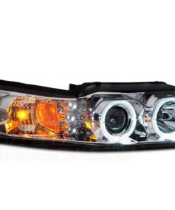Raxiom 99-04 Ford Mustang Dual LED Halo Projector Headlights- Chrome Housing (Clear Lens)