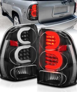 ANZO 2002-2009 Chevrolet Trailblazer LED Tail Lights w/ Light Bar Black Housing Clear Lens
