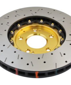 DBA 03-05 Evo 8/9 Front Drilled & Slotted 5000 Series 2 Piece Rotor Assembled w/ Gold Hat
