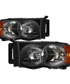 Xtune Dodge Ram 1500 02-05 Amber Crystal Headlights Black HD-JH-DR02-AM-BK
