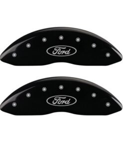 MGP 4 Caliper Covers Engraved Front & Rear Oval logo/Ford Black finish silver ch