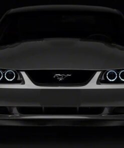 Raxiom 99-04 Ford Mustang Dual LED Halo Projector Headlights- Black Housing (Smoked Lens)