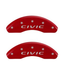 MGP 4 Caliper Covers Engraved Front 2016/CIVIC Engraved Rear 2016/CIVIC Red finish silver ch