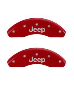 MGP 4 Caliper Covers Engraved Front & Rear JEEP Red finish silver ch