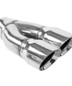 MagnaFlow Tip Stainless Double Wall Round Dual Outlet Polished 3in DIA 2.25in Inlet 9.75in Length