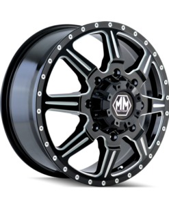 Mayhem 8101 Monstir 20x8.25 / 8x165.1 BP / 127mm Offset / 116.7mm Hub Front Blk- Milled Spokes Wheel