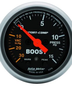 Autometer Sport-Comp 52mm Electronic  Full Sweep 30 In Hg.-Vac./15 PSI Boost Gauge