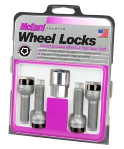 McGard Wheel Lock Bolt Set - 4pk. (Radius Seat) M14X1.5 / 17mm Hex / 45.0mm Shank Length - Black