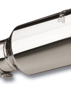 Borla Universal Polished Tip Single Round Rolled Angle-Cut w/Clamp (inlet 2 1/2in. Outlet 4 x 4in) *