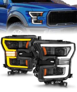 ANZO 15-17 Ford F-150 LED Projector Headlights - w/ Light Bar Switchback Black Housing