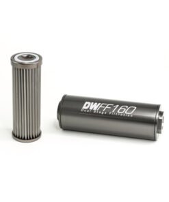 DeatschWerks Stainless Steel 8AN 10 Micron Universal Inline Fuel Filter Housing Kit (160mm)