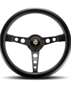 Momo Prototipo Steering Wheel 350 mm - Black Leather/Wht Stitch/Black Spokes