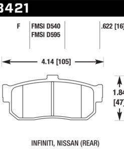Hawk 92-98 Maxima / 93-01 Altima / 00 Infiniti I30 / 91-96 G20 / 99-01 G20 HPS Street Rear Brake Pad