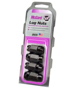 McGard Hex Lug Nut (Cone Seat Bulge Style) M14X1.5 / 22mm Hex / 1.635in. Length (4-Pack) - Black