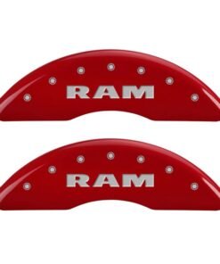 MGP 4 Caliper Covers Engraved Front RAM Engraved Rear RAMHEAD Red finish silver ch