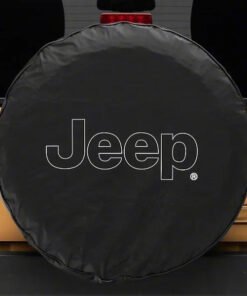 Officially Licensed Jeep 66-18 CJ5/ CJ7/ Wrangler YJ/ TJ/JK Outline Logo Spare Tire Cover- 32In