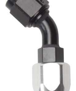 Russell Performance -10 AN Black/Silver 45 Degree Full Flow Hose End