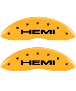 MGP 4 Caliper Covers Engraved Front & Rear Hemi Yellow Finish Black Char 2006 Jeep Commander