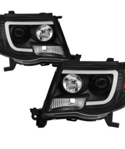 Spyder Toyota Tacoma 05-11 Projector Headlights - Light Bar DRL - Black PRO-YD-TT05V2-LB-BK