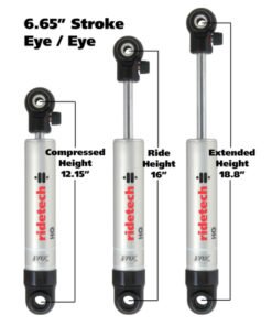 Ridetech HQ Series Shock Absorber Single Adjustable 6.65in Stroke Eye/Eye Mounting 12.15in x 18.8in