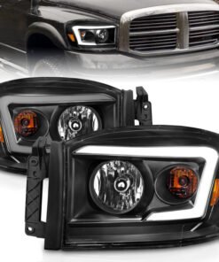 Anzo 06-09 Dodge RAM 1500/2500/3500 Headlights Black Housing/Clear Lens (w/ Light Bars)