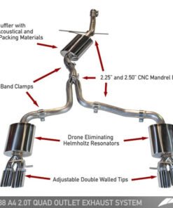 AWE Tuning Audi B8 A4 Touring Edition Exhaust - Quad Tip Polished Silver Tips