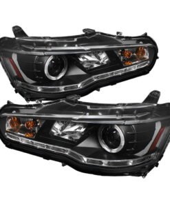 Spyder Mitsubishi Lancer/EVO-10 08-14 Projector Halogen Model- LED Halo DRL Blk PRO-YD-ML08-DRL-BK