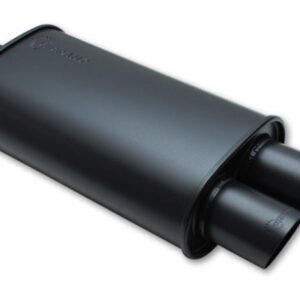 Vibrant StreetPower FLAT BLACK Oval Muffler with Dual 3in Outlet - 4in inlet I.D.