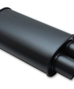 Vibrant StreetPower FLAT BLACK Oval Muffler with Dual 3in Outlet - 3in inlet I.D.