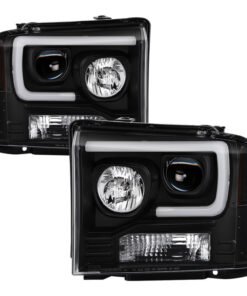 Spyder Ford F150 2005-2007 Projector Headlights - Light Bar DRL LED - Black PRO-YD-FS05V2-LB-BK