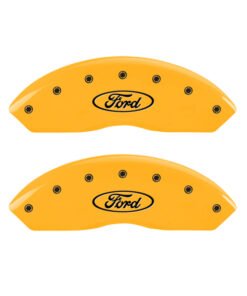 MGP 4 Caliper Covers Engraved Front & Rear Oval logo/Ford Yellow finish black ch