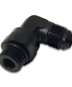 Vibrant -6AN Male Flare to Male -8AN ORB Swivel 90 Degree Adapter Fitting - Anodized Black
