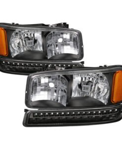 xTune GMC Sierra 99-06 /Yukon 00-06 Headlights & LED Bumper Lights - Black HD-JH-GS99-LED-SET-BK