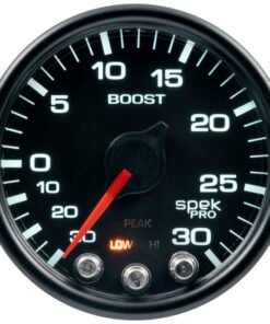 Autometer Spek-Pro Gauge Vac/Boost 2 1/16in 30Inhg-30psi Stepper Motor W/Peak & Warn Black/Black
