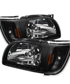 Xtune Toyota Tacoma 01-04 1 Piece w/ Chrome Trim Crystal Headlights Black HD-ON-TT01-1PC-LED-CC-BK