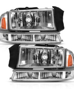 ANZO 1997-2004 Dodge Dakota Crystal Headlight Set Chrome Amber