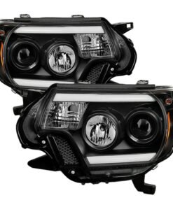 Spyder Toyota Tacoma 12-15 Projector Headlights Light Bar DRL Black PRO-YD-TT12-LBDRL-BK